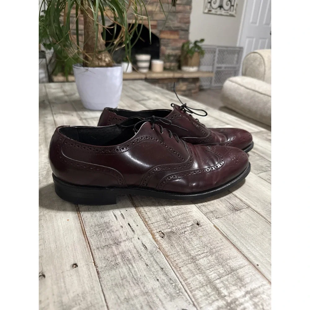 Stafford Comfort Plus Mens 12 Burgundy Leather Wingtip Oxford Dress Shoes USA
